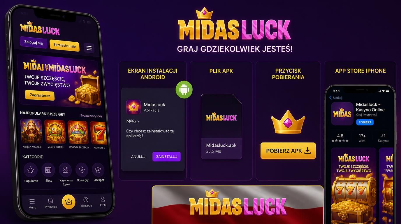 ekran instalacji aplikacji Midasluck Casino na Androida i iPhone’a 